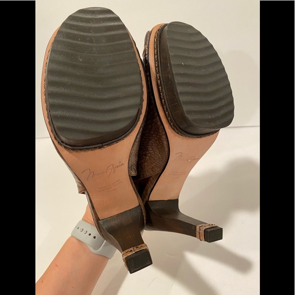 Maxazria Croc print slingback sandals mules leather heels brown 37.5 - Picture 6 of 9